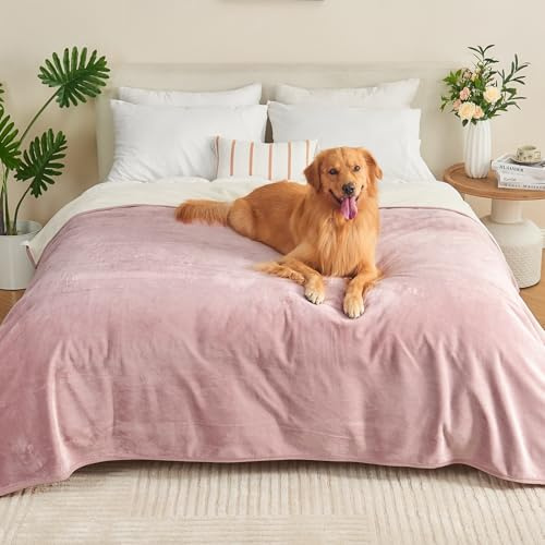 Yaning wasserdichte Decke 152x203cm, Hundedecke Wasserdicht, Grau Rosa | Weiche Haustierdecke für Hunde und Katzen, wendbare, auslaufsichere Decke für Bett, Couch, Sofa und Möbelschutz