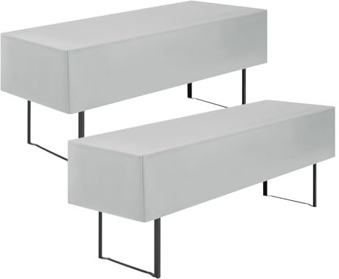 Showgeous 2 Stück Biertischhussen Tischdecke 3/8 Länge für 70cm Bierzelttisch Biertisch Tischdecke Biertisch-Husse Premium Blickdicht Waschbar 220x70x35cm(Hellgrau)