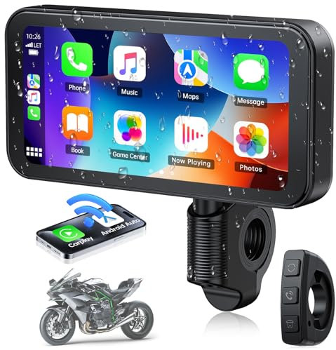 Lamto Motorcycle Carplay Screen&Android Auto for Motorbike,Carplay Moto,IP67 Waterproof 6.25'' Touch Screen for Moto,Wireless Motorcycle Carplay with Siri/G00gle Vioce GPS Navigation,Remote Control