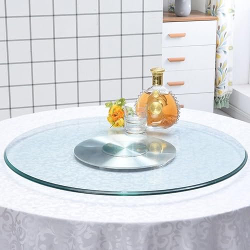 Assiette de Service Lazy Susan Plateau Tournant en Verre Trempé 60-110cm Plateau Rotatif pour Table À Manger, Plateau de Service Rotatif 360°(43in/110cm)