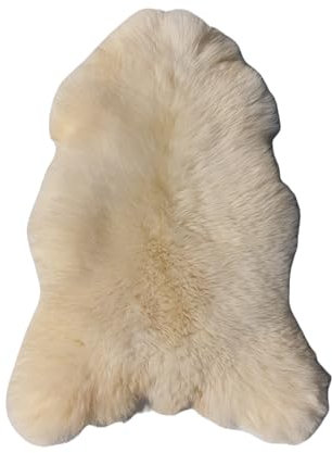 FURRYMAN Natural White/Ecru Lambskin Blanket 100x50 cm – Soft Sheepskin Throw – No Chrome – Decorative Rug for Sofa, Chair, Bed or Floor – Handcrafted Wool