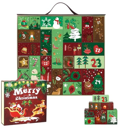 Christmas Advent Calendar 2025, Empty Advent Calendar to Till Yourself, 24 Days Christmas Countdown Advent Calendar, Reusable Xmas Gifts Boxes for Boys Girls Teens Adults