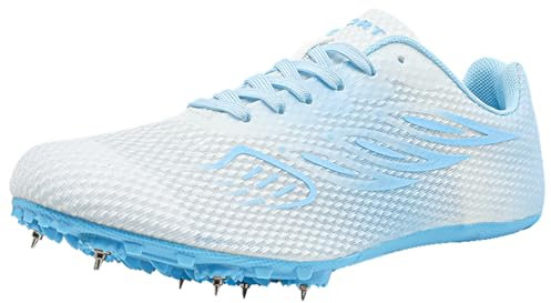ZHENSI Zapatillas De Atletismo con Clavos Hombre Zapatillas De Carreras De Velocidad Zapatillas para Mujer Y Niño Zapatillas De Salto Ligeras Y Transpirables,Azul,36 EU