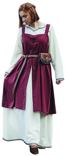 Leonardo Carbone® Damen Überkleid Inka | Ärmelos Für Bewegungsfreiheit | Perfekt Für Rollenspiel-Events | Karneval, Halloween, Cosplay, LARP, Mittelalter, Wikinger | 100% Baumwolle Rot L/XL