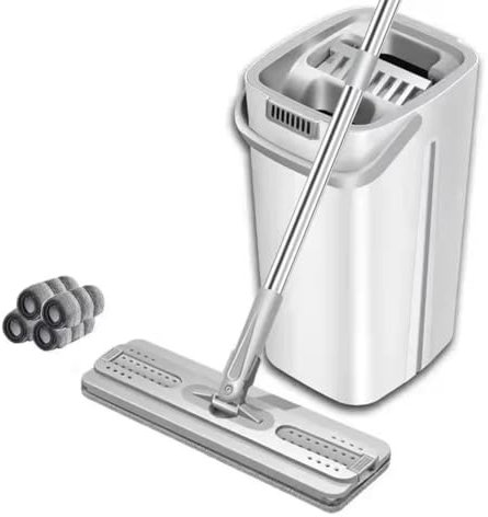 Sxmrmnx Household Mop Hands-Free Washing Net Celebrity Scraping Flat Mop Bucket Dry Wet Separation Lazy Mop