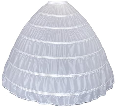 LJXploreMax Women Crinoline A line Petticoat 6 Hoop Tulle Skirt Slip Under dress for Wedding Dress Ball Gown