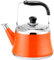 Edelstahl-Teekessel für den Herd, kleine Teekanne mit herausnehmbarem Sieb, Heißwasserkessel für Kaffee und losen Tee(Orange,1L)