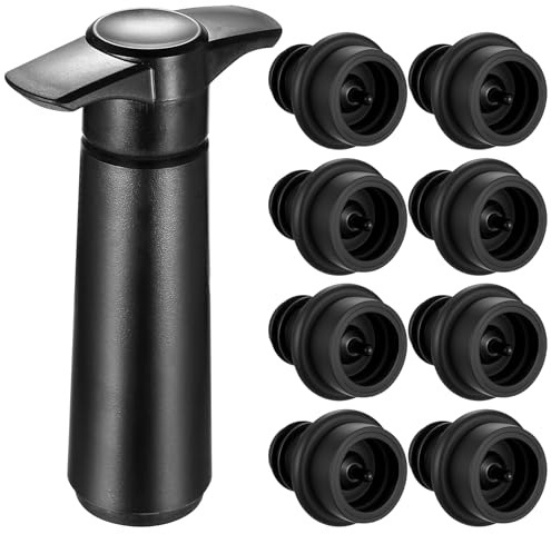 Aoyfuwell Wine Saver Vacuum Pump with 8 Pcs Stoppers, ReusableWine Preserver, Bottle Sealer Keeps Fresh, Vacuum Wine Bottle Stoppers for Prosecco and Wine Sparkling Beer Champagne Stoppers Accessories
