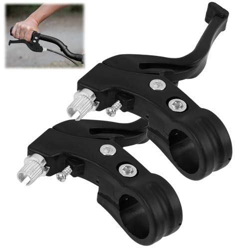 Vxiwscy Palancas de Freno para Bicicleta Infantil, 1 Par, Ergonómicas y Fáciles de Instalar, Resistentes y Duraderas, Adecuadas para Manillares de 2-2,3 cm de Diámetro, Color Negro