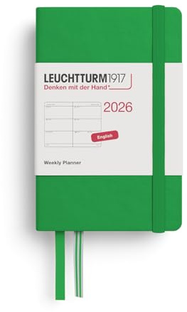 LEUCHTTURM1917 372733 Wochenkalender Mini (A7) 2026, Spring Leaf, Englisch