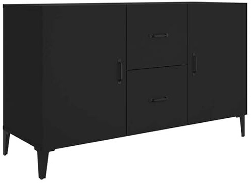 Eleganz Sideboard Schwarz 100x36x60 cm aus Holzwerkstoff - Modernes Wohnzimmermöbel mit Stauraum, ideal für kleine Wohnungen