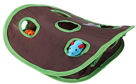 Acouto Multifunktionales Katzenspielzeug, Interaktives Katzenspielzeug, Faltbares Versteckspiel mit Glockenball für Intelligente Katzen, Spannendes Puzzle für Kätzchenübungen