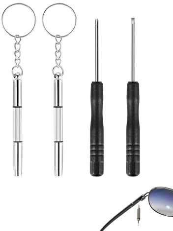 HUVZOR 3 en 1 Reparación de Destornillador para Gafas, 4 Piezas Precisión Herramienta de Mini Destornillador para Gafas, Gafas de Sol, Relojes y Joyas