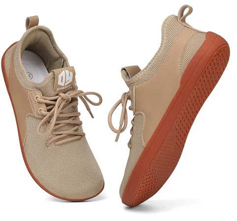 DYISOFY Chaussures Pieds Nus Minimalistes Homme Femme Légère Respirantes Antidérapantes Barefoot Shoes Pieds Larges sans Dénivelé pour Fitness Marche Randonnée Trail (Brun Clair, 40 EU)