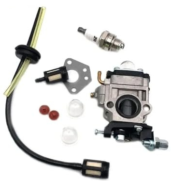 15-mm-Vergaser-Reparatursatz passend for Freischneider 43 cm³, 49 cm³, 52 cm³, Kettensägen mit Dichtung, Schlauch, Filter und Zündkerze (Ersatzteile)(Pink)
