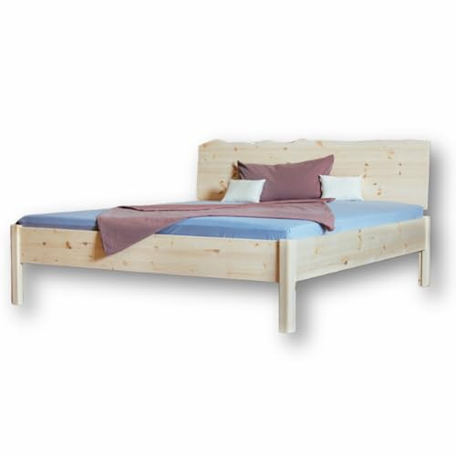 Kombiangebot Zirbenbett & Zirbenkommode MANUFAKT, Schlafzimmer Set aus massivem Zirbenholz, Bett 180x200 cm mit metallfreien / metallarmen Bettgestellen & Wäschekommode (NATURBETT und Kommode, 95)