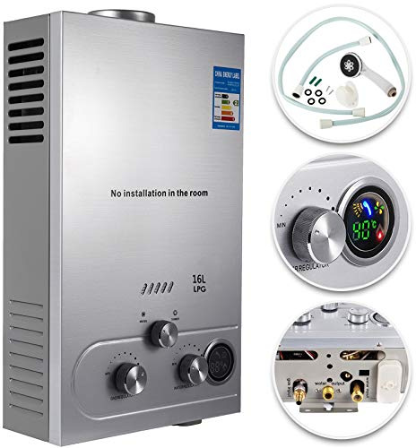 LPG Warmwasserbereiter 16L Gas Gasdurchlauferhitzer Butane Propane Warmwasserbereiter,Wasserdurchfluss 16L/min,32KW Durchlauferhitzer,Instant Boiler,mit Sommer-Winter-Muster