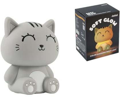 I-TOTAL - LED-Nachtlicht aus weichem Silikon – wiederaufladbare Lampe mit 9 Farben, perfekt für Kinderzimmer und Entspannung (GREY CAT)