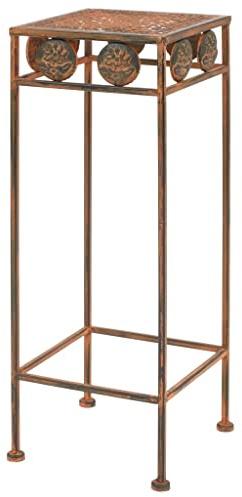 Plant Stand Set of 3 Metal Rust-Coloured Vintage Style with Decorative Details Various Sizes for Balcony Patio Living Room Garden Indoor Outdoor