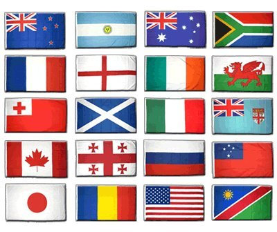 Digni Kit Drapeaux Coupe du Monde de Rugby 2011, 20 Pays 90 x 150 cm