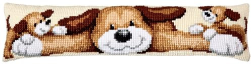 VERVACO Kreuzstich Stickpackungen Dekorative Zugluftstopper Vorgedruckt Kissen Hund DIY Set Kreativ Set Für Erwachsene ca. 80 x 20 cm Bastelset Handwerker Haus Dekoration