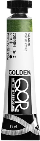 GOLDEN QoR Artist Watercolors, Sap Green, 11 ml Tube