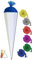 Schultüte - Rohling - Weiß/Blau - 70 cm - incl. Schleife - mit Holzspitze/Filzabschluß - Zuckertüte Roth - zum Basteln, Bemalen und Bekleben Bastelschultü