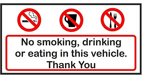 2 autocollants Interdiction de fumer, de manger ou de boire dans ce véhicule
