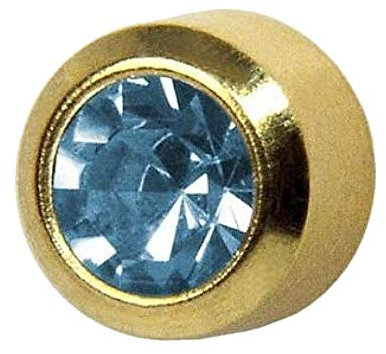 Erstohrstecker Chirurgenstahl vergoldet Sterile Ohrstecker 4mm Zarge mit Stein in hellblau