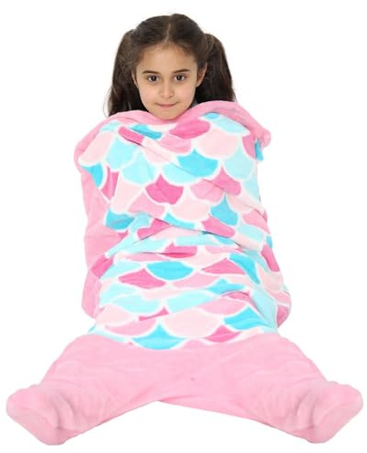 A2Z 4 Kids Girls Mermaid Tail Blanket Soft Fleece Sleeping Blanket Mermaid Pink One Size