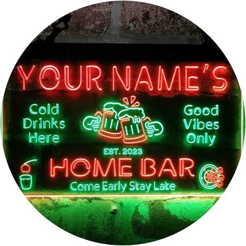 ADVPRO Personalized Your Name Custom Home Bar Beer Established Year Dual Color LED Barlicht Neonlicht Lichtwerbung Neon Sign Green & Red 300mm x 210mm st6s32-p1-tm-gr