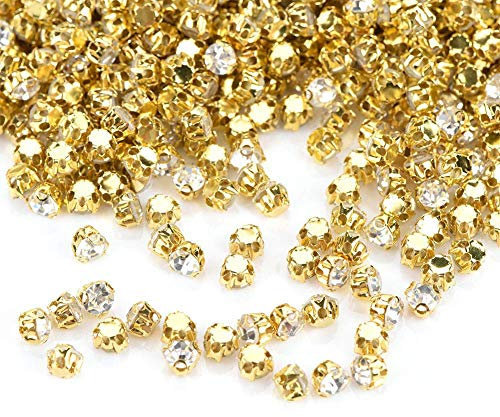 Strasssteine zum Aufnähen Glitzersteine Gold 88 g 0,4 cm mit 4 Löchern zum Nähen (#01)