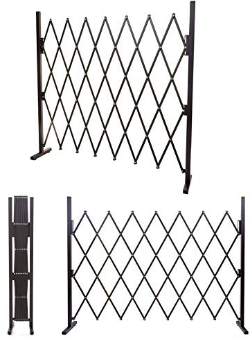 Absperrgitter HWC-B34, Scherengitter Rankhilfe Tierschutzgitter ausziehbar, Alu braun - Höhe 153cm, Breite 28-200cm | Scherengitter, Rankhilfe, Tierschutzgitter, ausziehbar