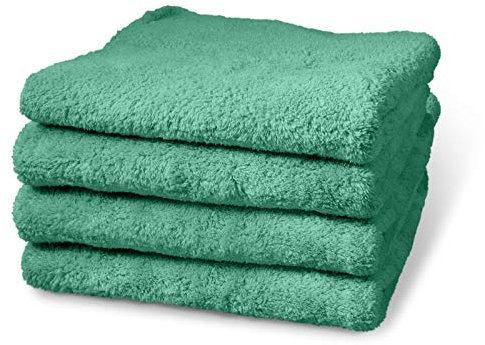 cosey - 4er Pack, Flauschiges Mikrofaser-Handtuch, 40x40cm, meergrün