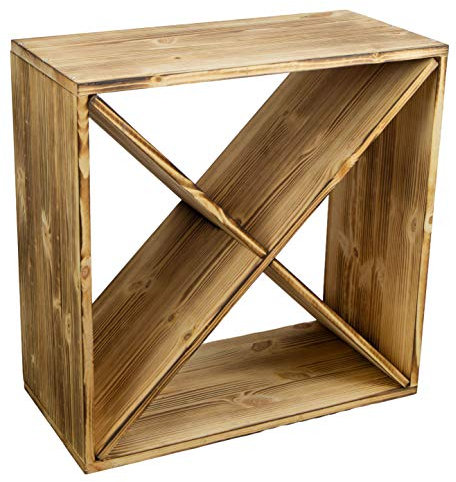 Kistenkolli Altes Land Estante grande para vino flameado en tres modelos diferentes para hasta 25 botellas, 52 x 25 x 52 cm, estantería para botellas (flameada X)