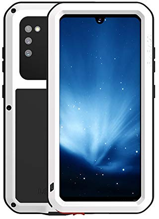 FONREST Love Mei Schutzhülle für Samsung Galaxy A41, 15,5 cm (6,1 Zoll), stoßfest, Hybrid-Aluminium, staubdicht, mit gehärtetem Glas (weiß)