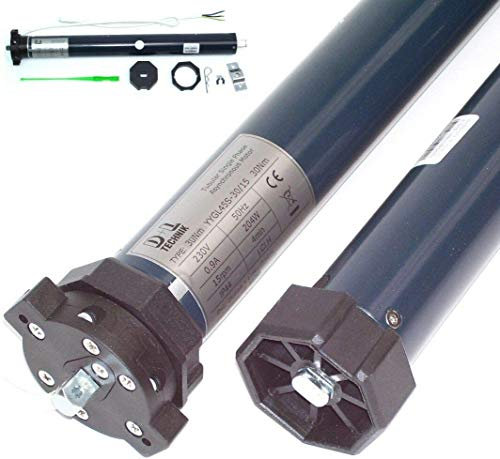 D&L Moteur de volet roulant 30 Nm 55131 - Moteur tubulaire pour arbre de 60 mm - Force de traction 70 kg - Kit complet avec support mural AWZ