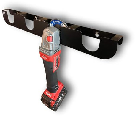 MegaMaxx 4 inch Angle Grinder Storage Bracket Tool Holder - British Steel - Black Wall Mounted Holder Store Hook Clip for 4 Angle Grinders - Black Powder Coat Finish