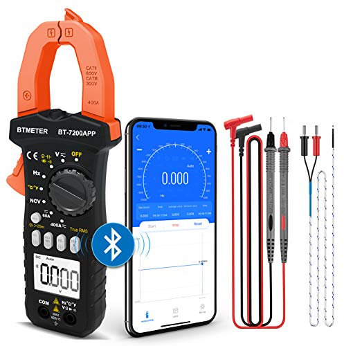 BTMETER BT-7200APP TRMS 6000 conteggi Multimetro a pinza, Amperometro a pinza digitale Bluetooth per corrente alternata/CC Tensione Resistenza Condensatore Frequenza Continuità Temperatura NCV