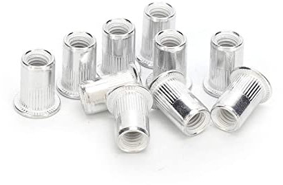 200PCS M6 Nietmuttern, Aluminium-Flachkopf-Gewindeeinsatzmutter Aluminium Nietmutter Gewinde Insert Nut Fastener Zubehör M6