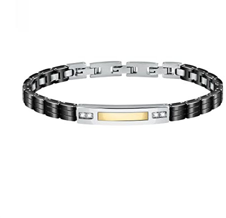 Morellato Herren Armband, GOLD Kollektion, aus Stahl, Gold 750, Kristalle, Keramik - SATM11