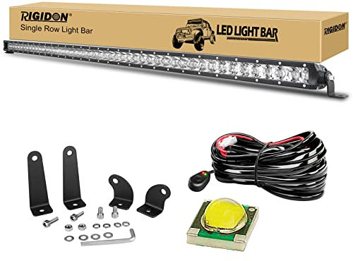 RIGIDON 50 Zoll 127cm 240W Einzelne reihe Led lichtleiste kfz mit 12V kabelbaum kit, Led strahler spot offroad beleuchtung für Auto SUV ATV, Traktor, LKW, Fahrzeuge, 6000K Weiß led nebelscheinwerfer