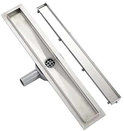 Plumbsys Duschrinne Edelstahl70cm ,2in1 Befliesbar Doppelseitige bodenablauf Komplettset,Duschablauf 360°drehbarer Siphon mit Geruchsstop und Haarsieb,Ablaufrinne extra flach,Schnelle Drainage