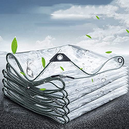 Wasserdicht Transparente Plane,0,35mm Dicke,Stabil Flexibel,Breit für Innen und Außenbereich Meterware,Faltbar PVC-Material Vordächer mit Ösen,Balkon,Vorhang,Sonnenschutz Tarp (2.1X5.4m/6.9x17.7ft)