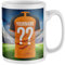 Personalised Supporters Mug, Football Kit Shirt Name and Number Coffee Cup, All Teams and Colours. Fan Birthday Gift Idea for Son, Daughter, Mum, Dad, One Size, Orange Black