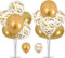 OTMVicor Lot de 2 supports de ballons, kit de support de table avec ballons dorés, 8 ballons dorés métallisés, 8 ballons confettis dorés pour fête