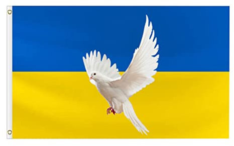 Ukrainische Nationalflagge, Ukraine-Flagge, Taubenfrieden, 90 x 150 cm, Ukraine-Flagge, Banner aus Polyester, ukrainische Friedensflaggen mit Messingösen