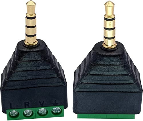 SHANFEILU 3,5 mm 4 poli Stereo TRRS Audio Video Maschio a 4 Terminali a vite Femmina Doppia Track Cuffia AUX Balun Connettore Senza Solderless Adattatore Convertitore Confezione da 2