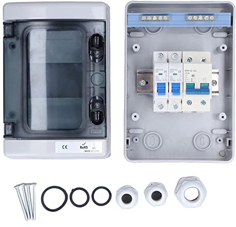 Wasserdichter 2 Wege Verteilerkasten, IP65 Wasserdichter ABS PC Leistungsschalter Verteilungen Schutzboxen für Garagen 230 V 100 A 2 MCB (B6A + B32A)