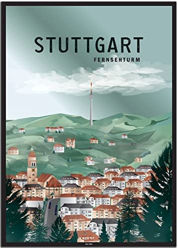 BLN PRINT Fernsehturm Stuttgart (1) - Vintage Travel Poster